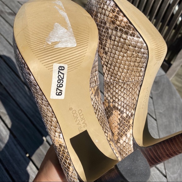 🍂 FRANCO SARTO PEEP TOE SNAKESKIN TAN PUMPS! - Picture 7 of 14